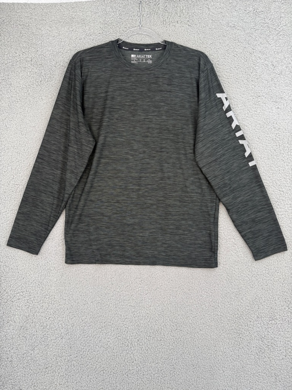 Ariat Tek Men's Small Long Sleeve Performance Shirt Charcoal Stretch Pullover